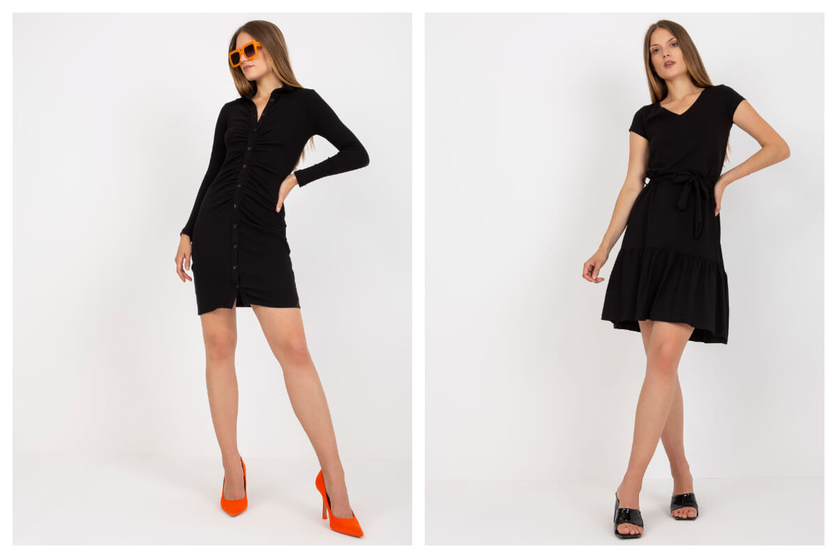 Sukienka basic na jeisęń w hurtowni internetowej w kolorze czarnym