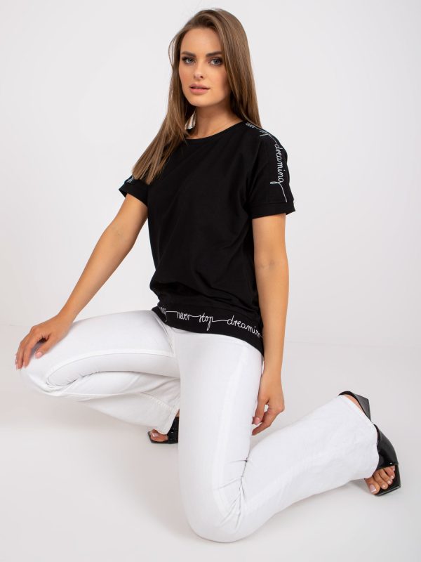 Czarna bluzka na co dzień z bawełny