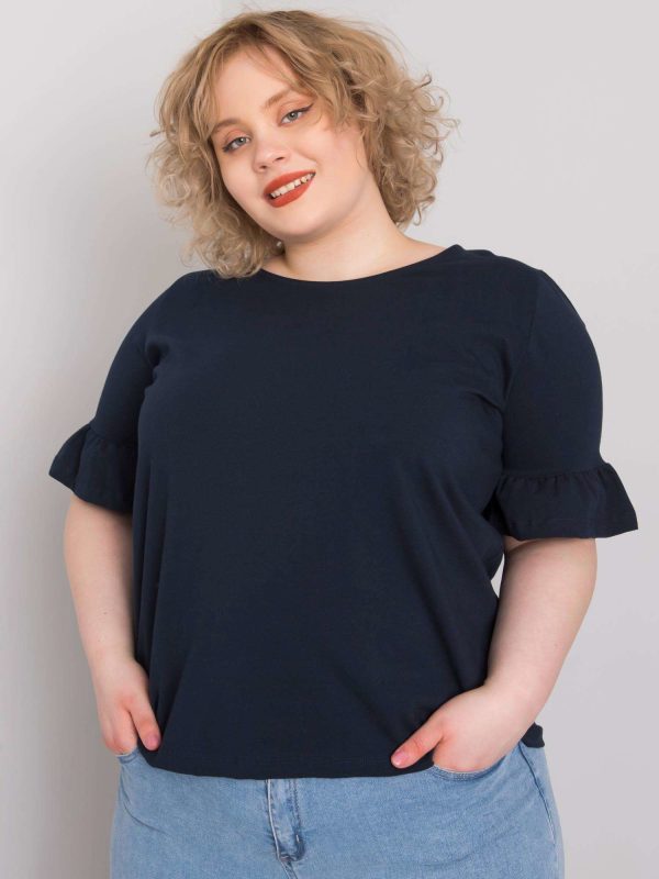 Granatowa bawełniana bluzka plus size Yareli