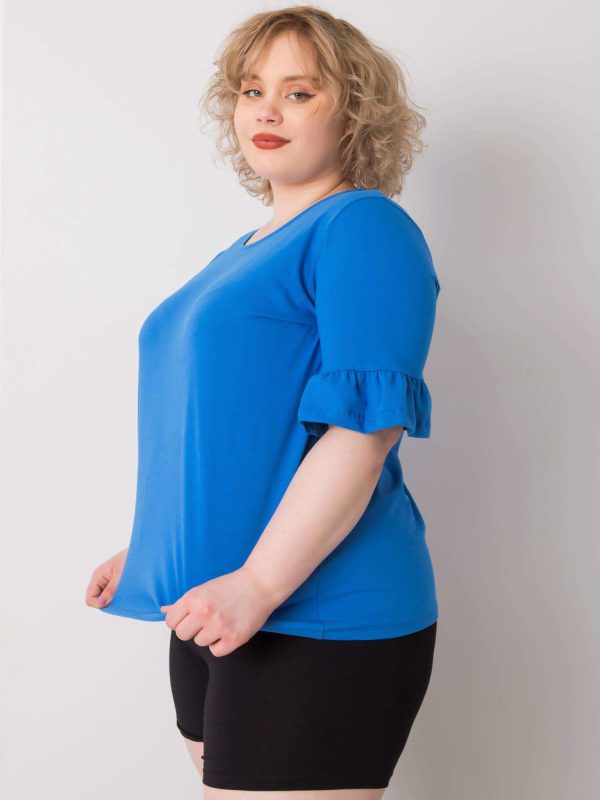 Ciemnoniebieska bawełniana bluzka plus size Yareli