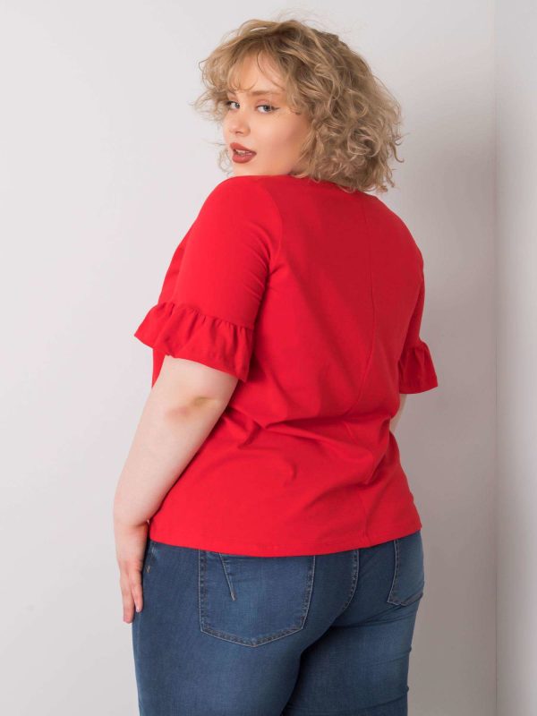 Czerwona bluzka plus size z bawełny Yareli