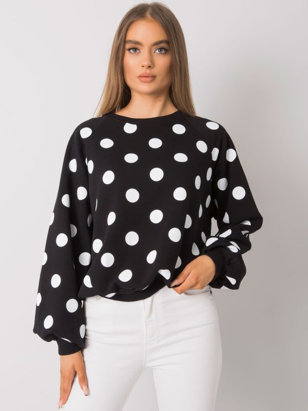 Czarno-biała bluza w grochy Leora