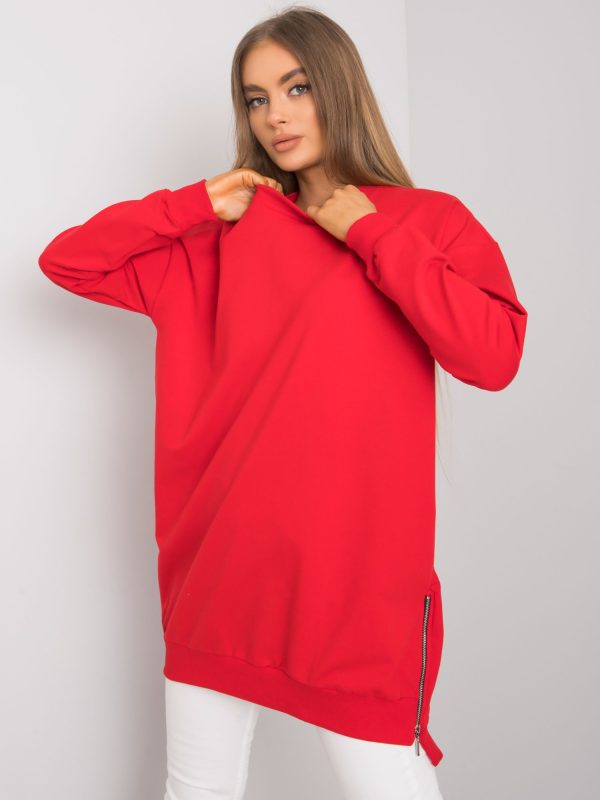 Czerwona długa dresowa bluza basic z bawełny Rhiannon