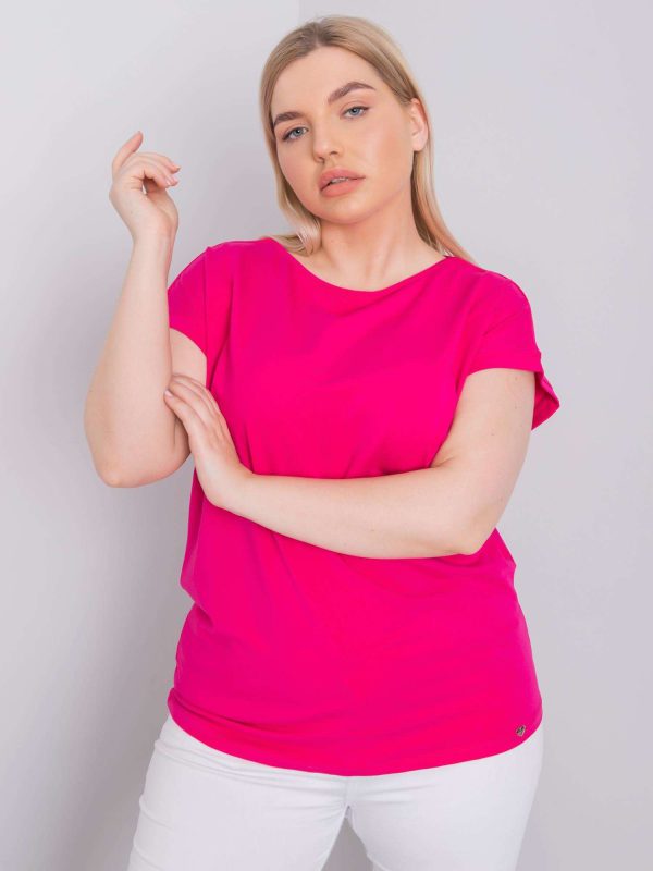 Fuksjowy t-shirt plus size Leanne