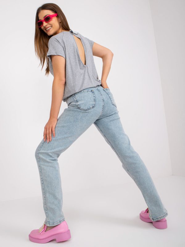 Szara melanżowa bluzka basic na co dzień z wiskozy Lucienne