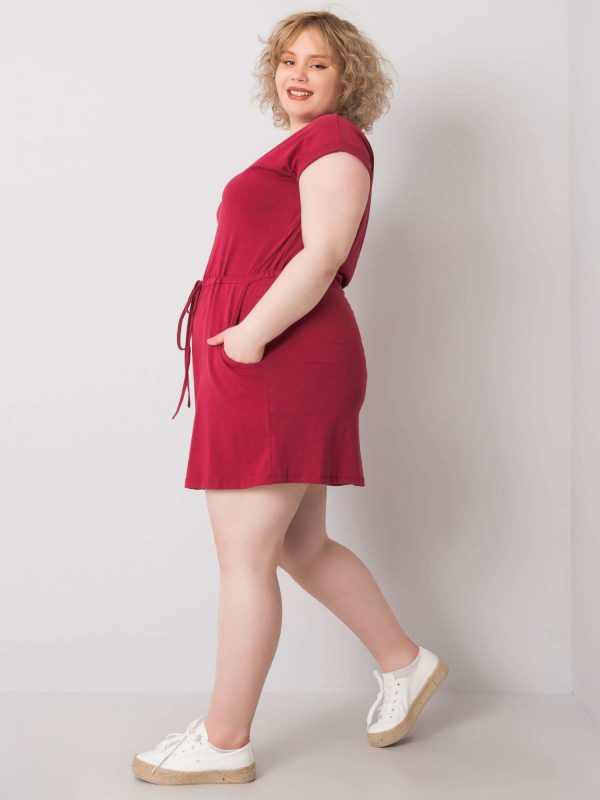 Bordowa sukienka plus size basic Kori