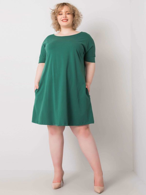 Ciemnozielona sukienka midi plus size Bellamy