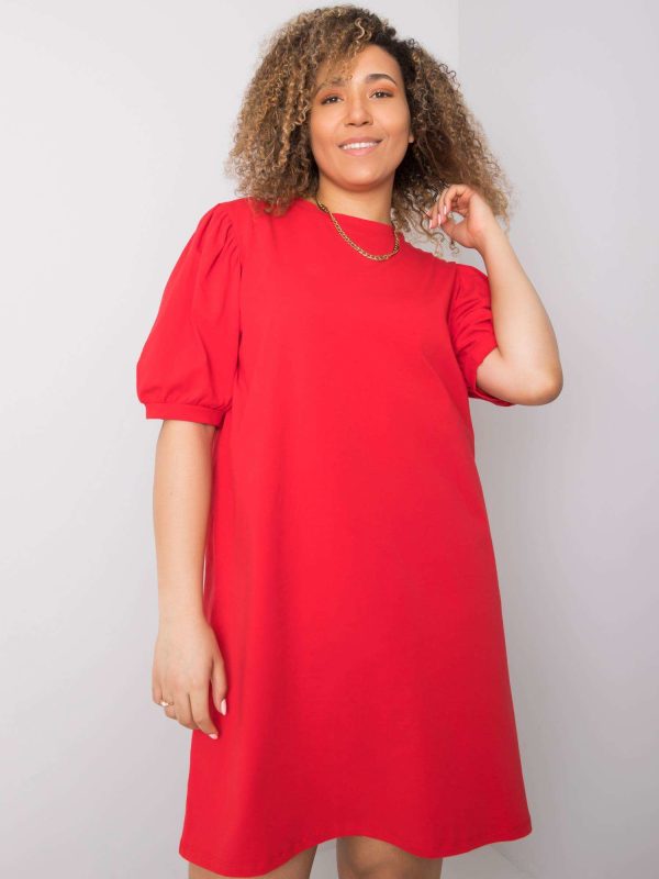 Czerwona bawełniana sukienka plus size Jasmine