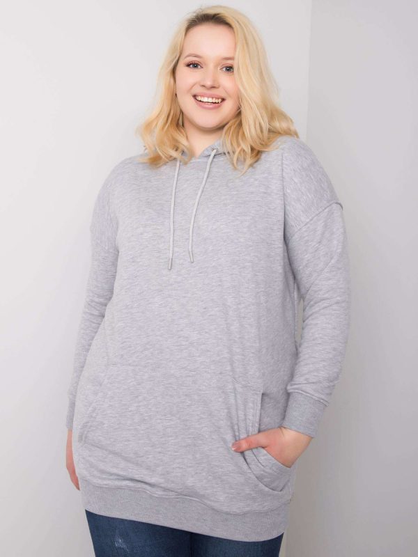 Szara melanżowa bluza plus size z kapturem Luna