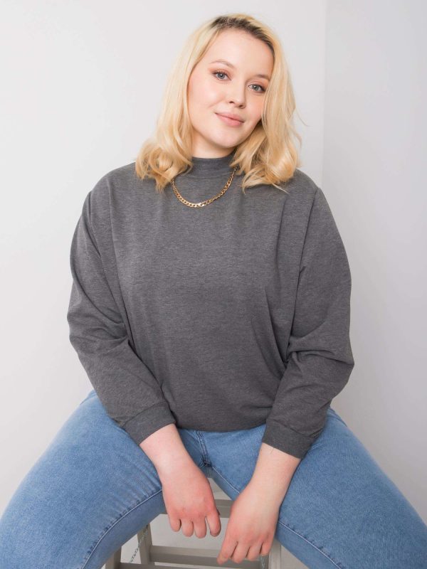 Ciemnoszara melanżowa bluza plus size bez kaptura Harmony