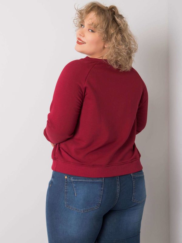 Bordowa bluza plus size z bawełny Donna