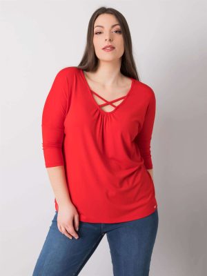Czerwona bluzka plus size z wiskozy Mariel