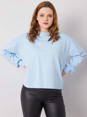 Jasnoniebieska bluza plus size z długim rękawem Florentia
