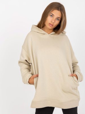 Beżowa dresowa bluza basic z bawełny