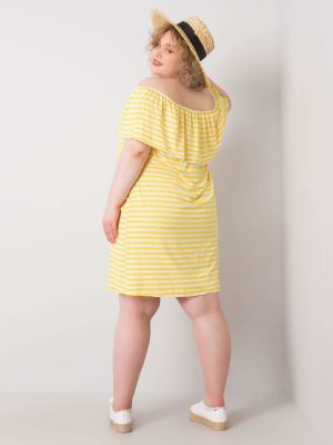 Żółto-biała sukienka plus size z wiskozy Annabel