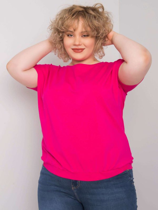 Fuksjowa bluzka plus size ze ściągaczem Addyson