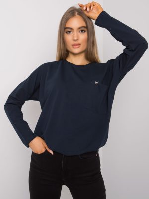 Granatowa bluzka basic z kieszenią Norine