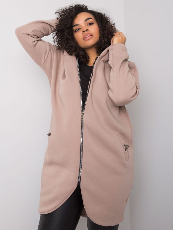 Ciemnobeżowa bluza z kapturem plus size Nellie