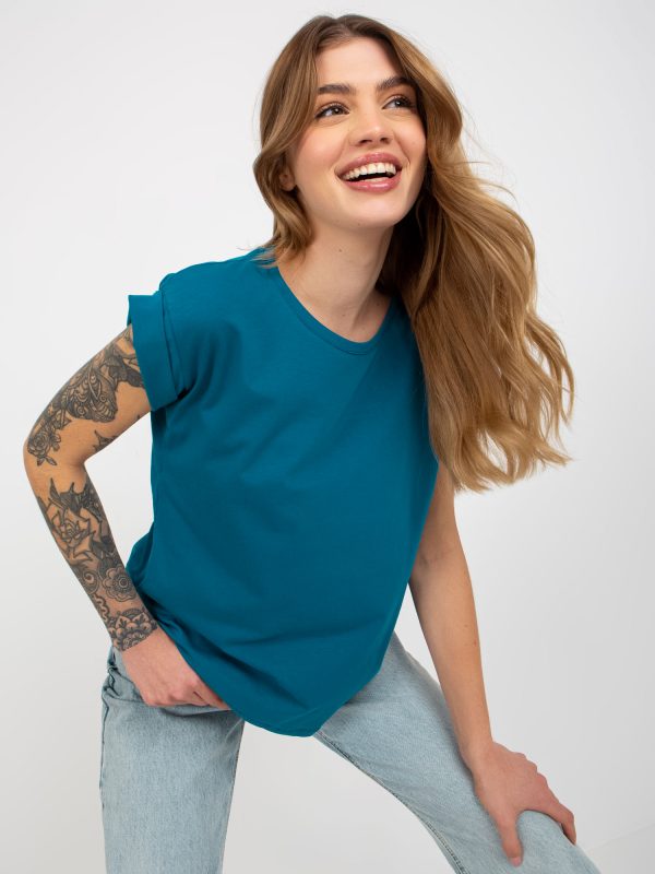 Morski t-shirt basic z okrągłym dekoltem Revolution