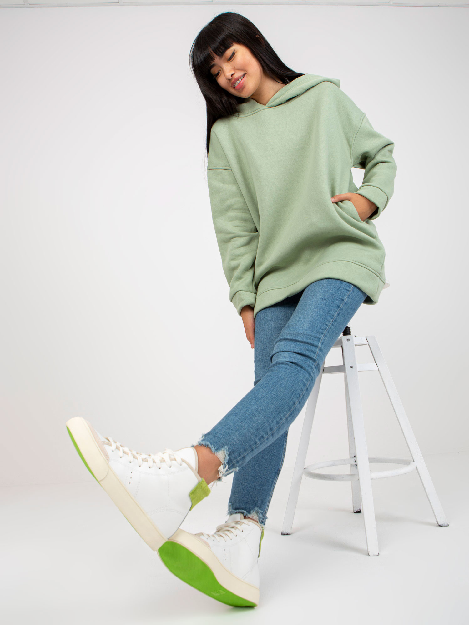 Pistacjowa dresowa bluza basic oversize Pistacjowa dresowa bluza basic oversize
