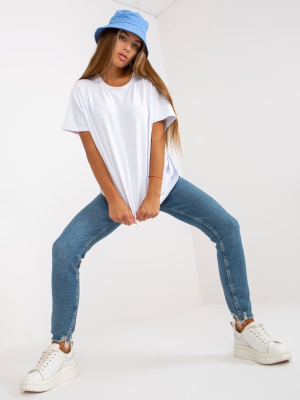 Biały damski t-shirt basic z bawełny