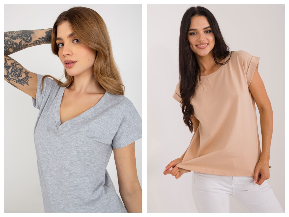 Bawełniane t-shirty basic z dekoltem V